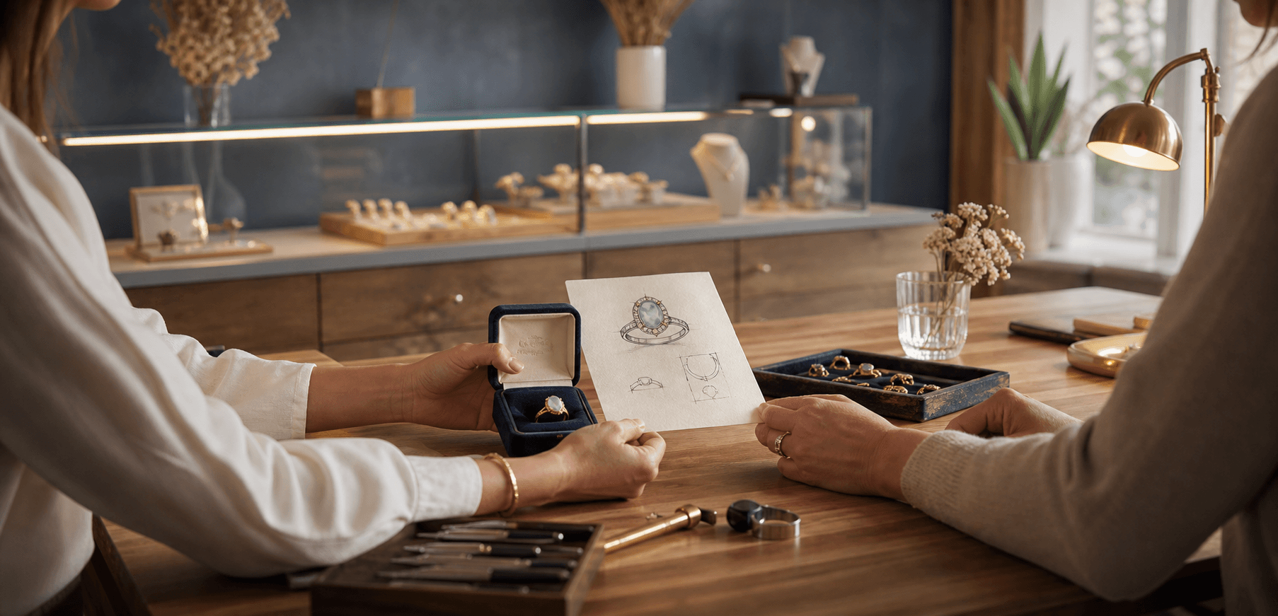 Persönliche Beratung zum individuellen Verlobungsring im Atelier